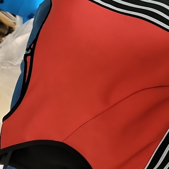 Maya Brook sheath dress, black and salmon pink, block pattern, sz 10 - Picture 7 of 12